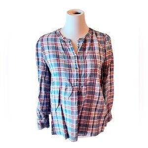 Madewell Cottagecore Plaid Blouse Quarter Long Sleeve